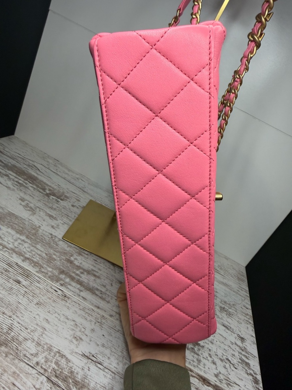 Chanel Logo Letters Touch Chain Flap Bag Quilted Lambskin Medium - Picture 11 of 13